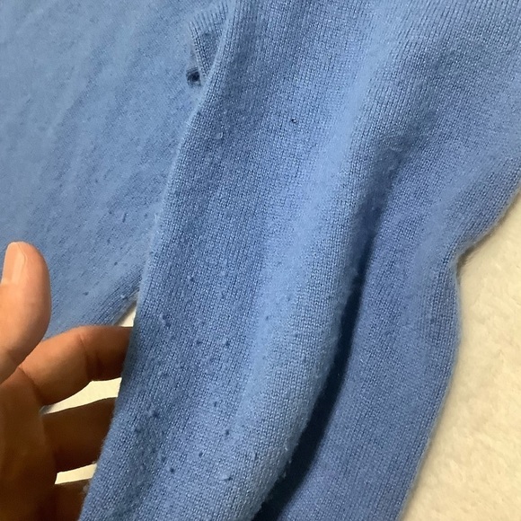 L.L. Bean 100% Cashmere Full-zip Sweater Sz Large Sky Blue - Picture 9 of 10